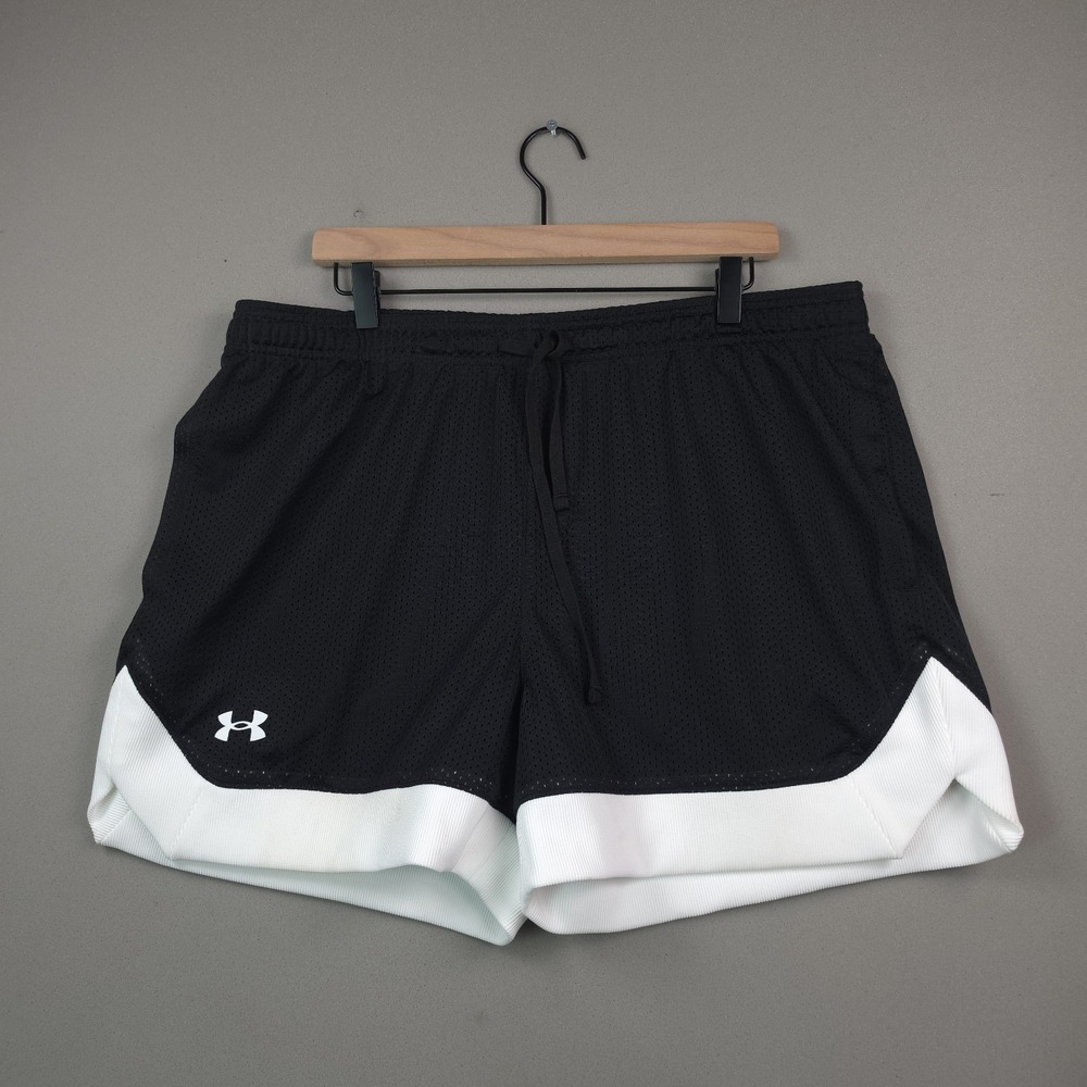 Under Armour Mens XL Elevated Mesh Shorts Black White NWT Loose Fit Gym Athletic